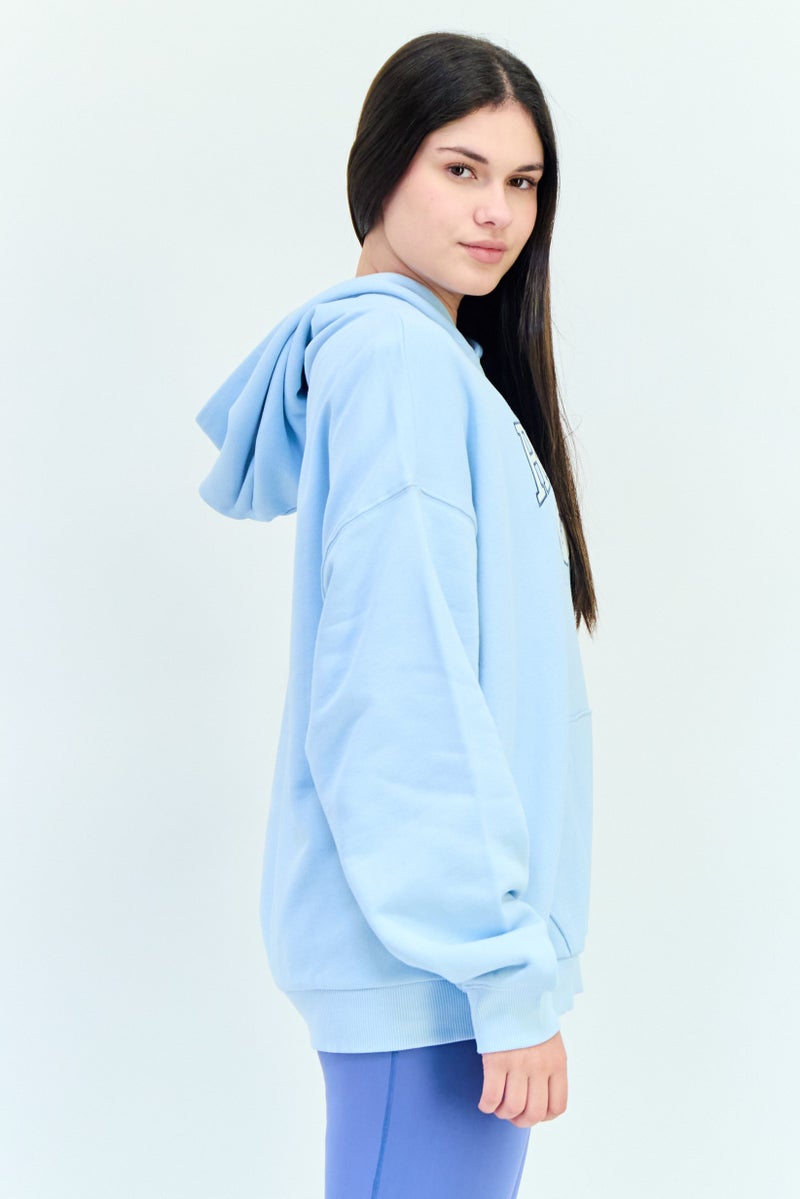 Reebok Women Sportswear Fit Long Sleeves Running Hoodie, Light Blue  - Image 3