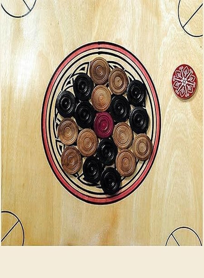 DESCTIDY لوحة كاروم خشبية للأطفال من ديسكتيدي مع قرص ضرب، مقاس 20 × 20 بوصة | لعبة كاروم بسطح أملس للأطفال والكبار، مجموعة ألعاب عائلية داخلية ممتازة للمنزل والمكتب والمبتدئين - Image 2