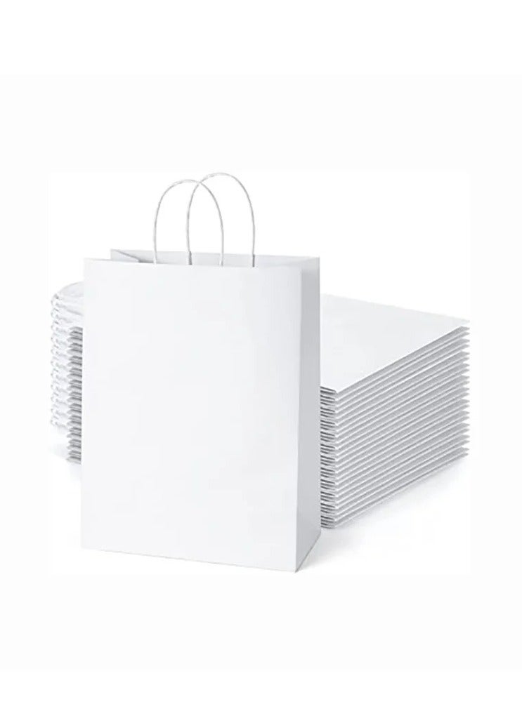 12 قطعة من أكياس ورق كرافت بيضاء لتغليف الملابس وهدايا التسوق أكياس هدايا رمضان والعيد - Image 1