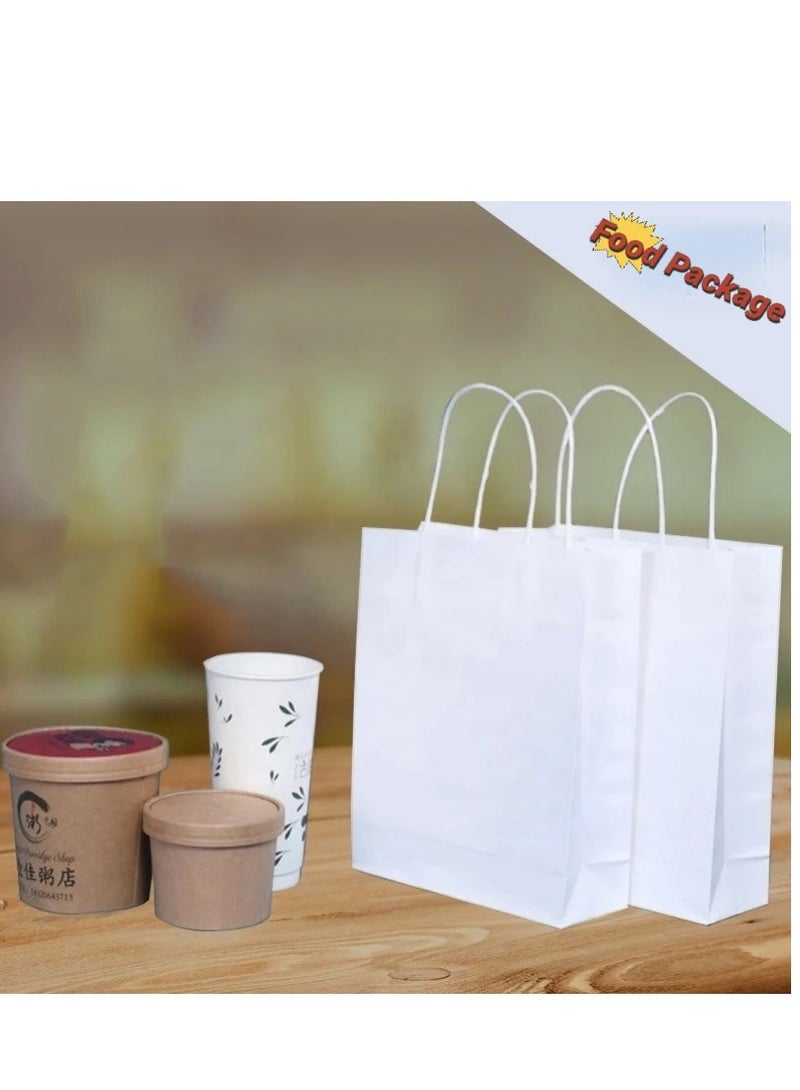 12 قطعة من أكياس ورق كرافت بيضاء لتغليف الملابس وهدايا التسوق أكياس هدايا رمضان والعيد - Image 4