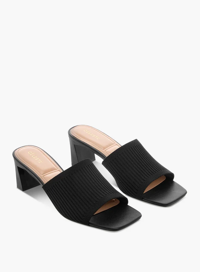 Celeste Women's Textured Slip-On Sandals with Block Heels