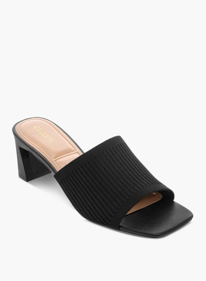 سيليست صنادل نسائية سهلة الارتداء بكعب عريض وملمس مميز