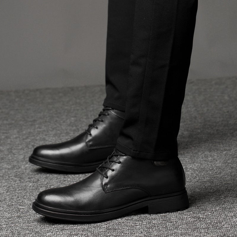 6618 Men'S And Women'S Leather Boots High-Top Top Layer Cowhide Business Gentleman Casual Shoes Short Boots Plus Size Warm Cotton Boots - Image 5