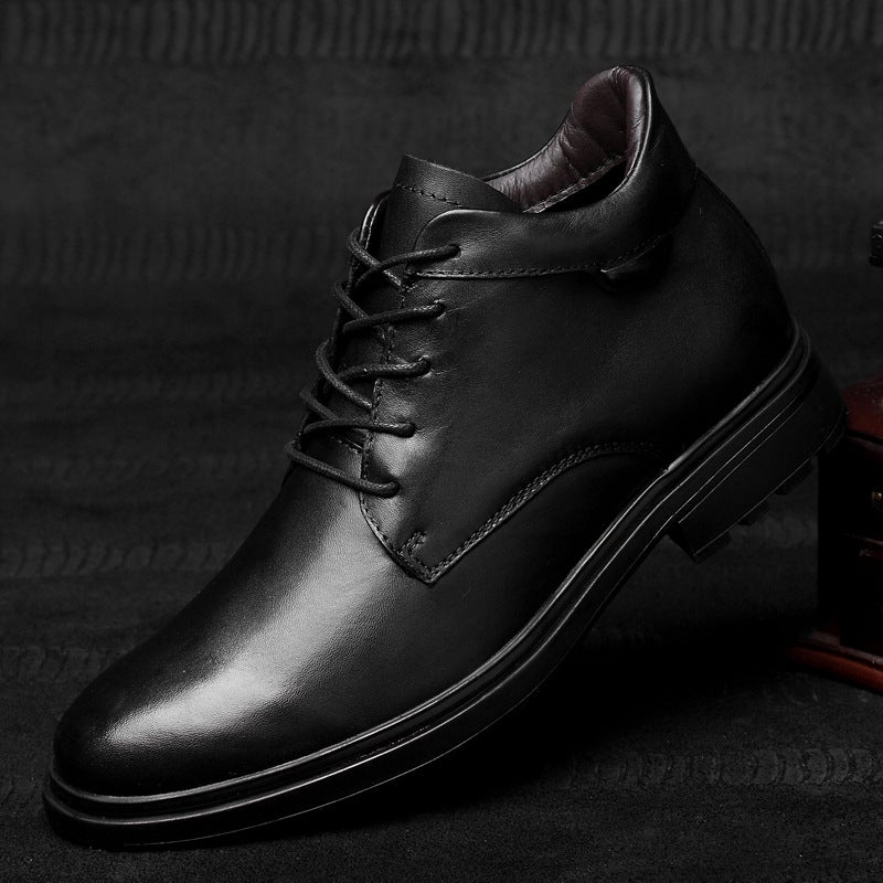 6618 Men'S And Women'S Leather Boots High-Top Top Layer Cowhide Business Gentleman Casual Shoes Short Boots Plus Size Warm Cotton Boots - Image 2