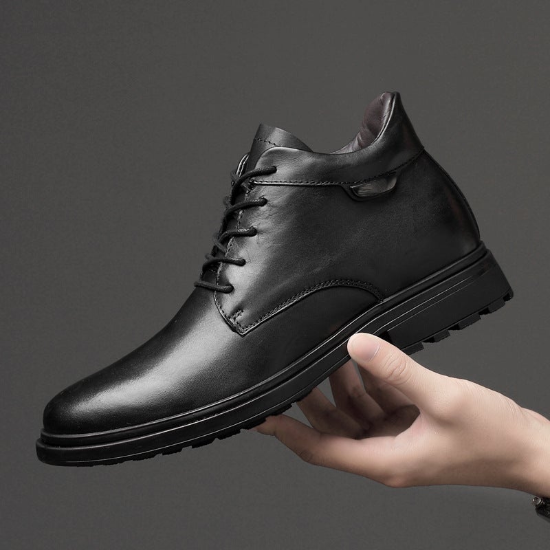 6618 Men'S And Women'S Leather Boots High-Top Top Layer Cowhide Business Gentleman Casual Shoes Short Boots Plus Size Warm Cotton Boots - Image 4