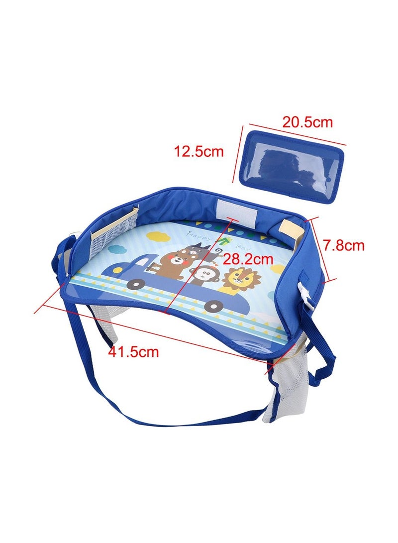 Multifunctional Food Tray Table For Children Kids Baby with Safety Seat belt blue  - Image 3