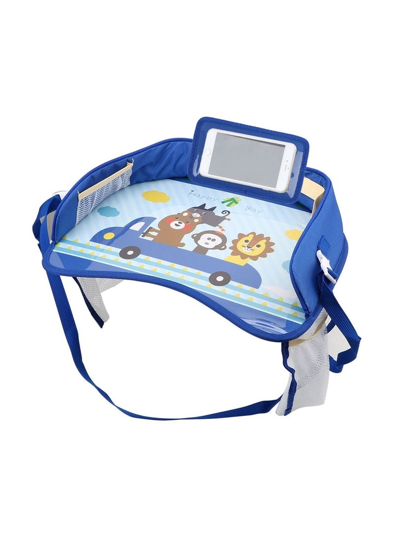 Multifunctional Food Tray Table For Children Kids Baby with Safety Seat belt blue  - Image 5