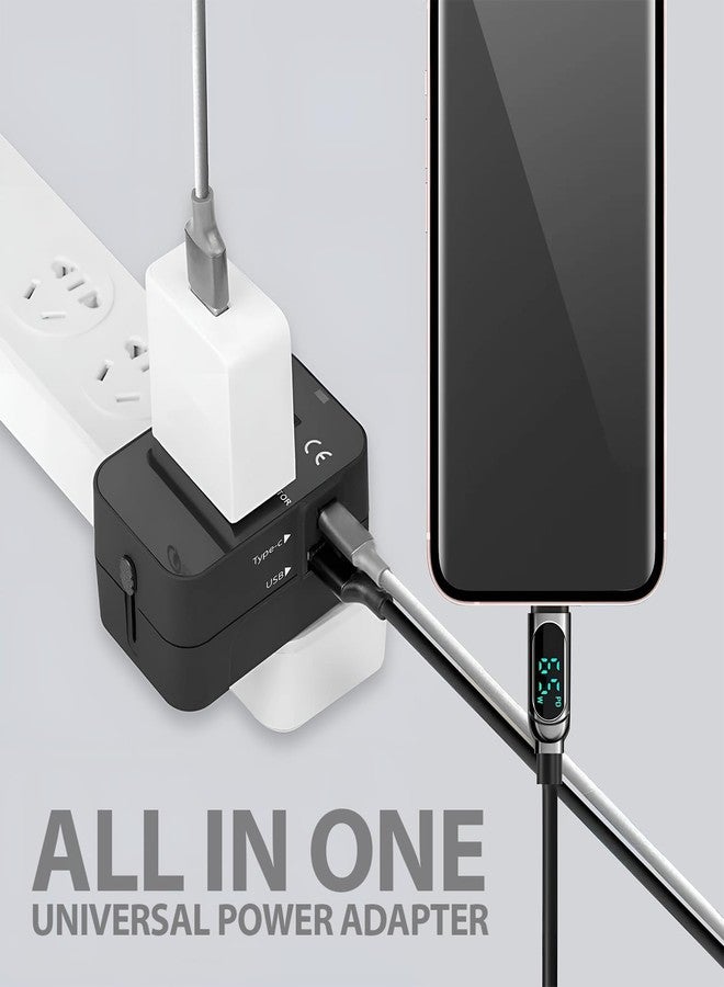 GIGAWATTS محول سفر عالمي من جيجا وات مع منفذ شحن سريع USB-A من النوع C PD، الكل في واحد متعدد الأغراض، مقبس طاقة عالمي متعدد الأنواع، منافذ AC/DC 6A/5V، محمول للسفر الدولي (قطعة واحدة، أسود) - Image 5