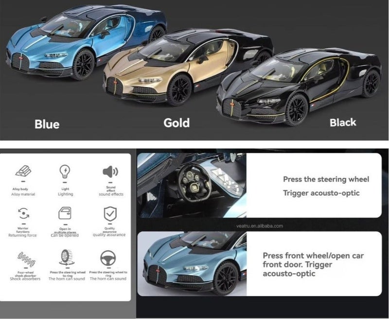 Bugatti سيارة نموذجية مصغرة من بوجاتي توربيون 01 قطعة بحجم 1:24 - Image 2
