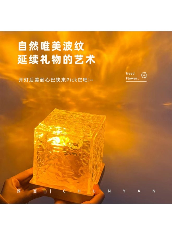 Rotating Water Ripple Lamp Dynamic Flame Effect Ambient Light USB Rechargeable Bedside Night Light Desktop Projection Table Lamp Perfect Gift For Friends Home Bedroom Decoration - Image 5