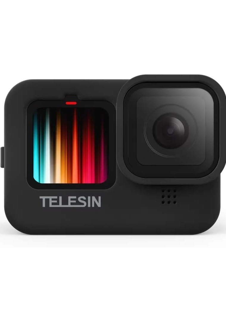 تيليسن حافظة TELESIN من السيليكون لكاميرا GoPro Hero 13 Hero 12 Hero 11 Hero 10 Hero 9 باللون الأسود مع غطاء عدسة وحبل (أسود)  - Image 1
