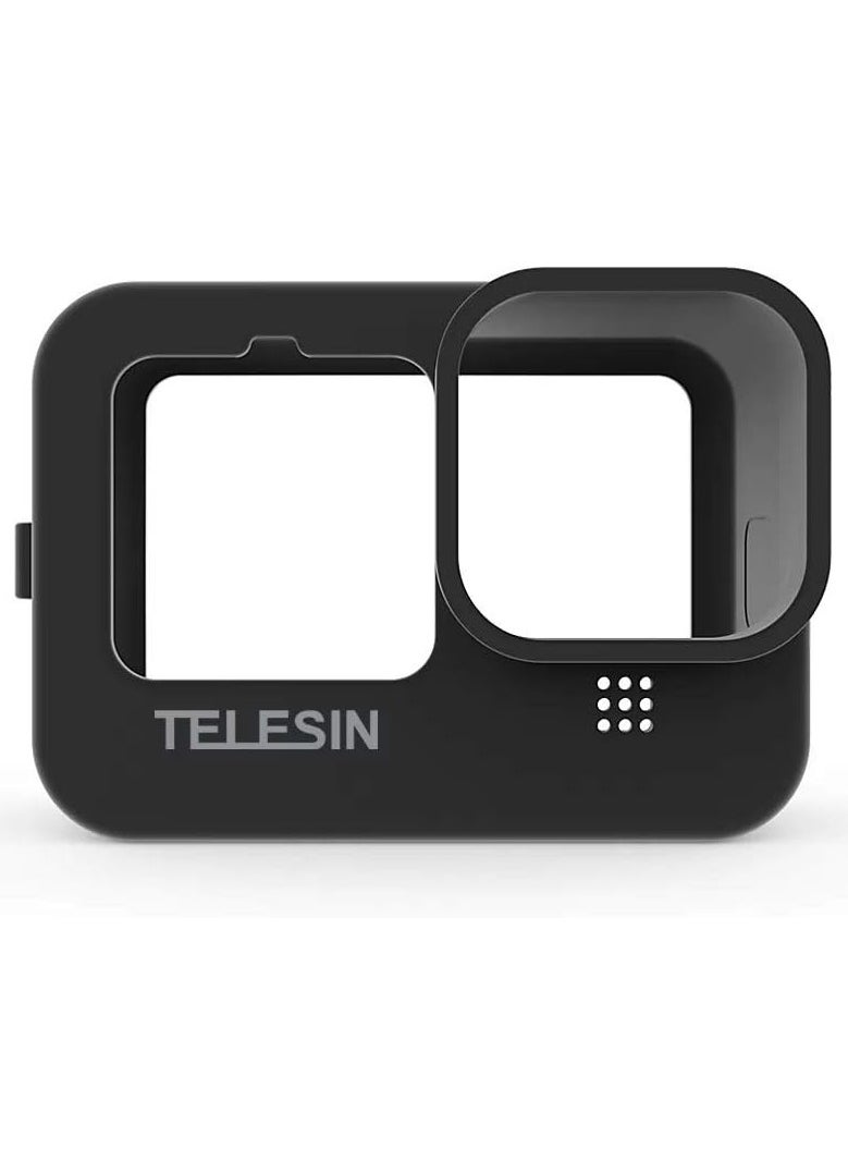 تيليسن حافظة TELESIN من السيليكون لكاميرا GoPro Hero 13 Hero 12 Hero 11 Hero 10 Hero 9 باللون الأسود مع غطاء عدسة وحبل (أسود)  - Image 3