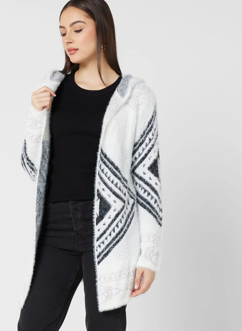 ELLA Aztec Intarsia Longline Cardigan
