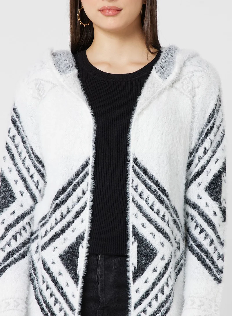 ELLA Aztec Intarsia Longline Cardigan