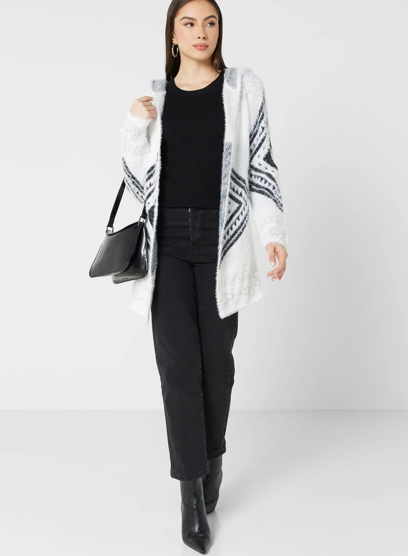 ELLA Aztec Intarsia Longline Cardigan
