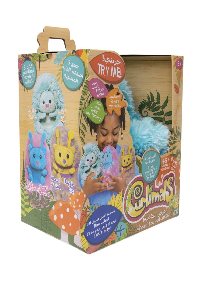 GOLDEN BEAR - Curlimals Lottie the Otter Interactive Soft Toy With Over 50 Sounds and Reactions Responds to Touch Cuddly Fun Woodland Animal Gift For Girls and Boys Age 3+, Blue - Image 1