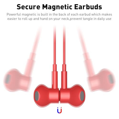 iMangoo USB C Headphones Wired Type C Earphones for Samsung/Galaxy S26 S25 S24 Plus S23 S22 S21 S20 Ultra Magnetic Corded Earbuds for iPhone 15 Pro Max 16 16e 17 17e Air for Apple/Android Ear Buds Red - Image 2