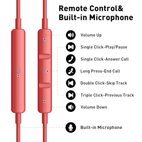 iMangoo USB C Headphones Wired Type C Earphones for Samsung/Galaxy S26 S25 S24 Plus S23 S22 S21 S20 Ultra Magnetic Corded Earbuds for iPhone 15 Pro Max 16 16e 17 17e Air for Apple/Android Ear Buds Red - Image 5