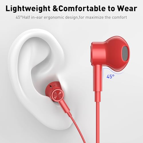 iMangoo USB C Headphones Wired Type C Earphones for Samsung/Galaxy S26 S25 S24 Plus S23 S22 S21 S20 Ultra Magnetic Corded Earbuds for iPhone 15 Pro Max 16 16e 17 17e Air for Apple/Android Ear Buds Red - Image 4