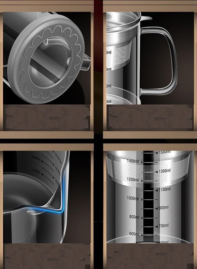 BinaryABC Yogurt Strainer,Nut Milk Strainer,Juice Food Strainer,Glass Teapot with Mesh Strainer,Stainless Steel Iced Tea Pitcher(1500ML) - Image 4