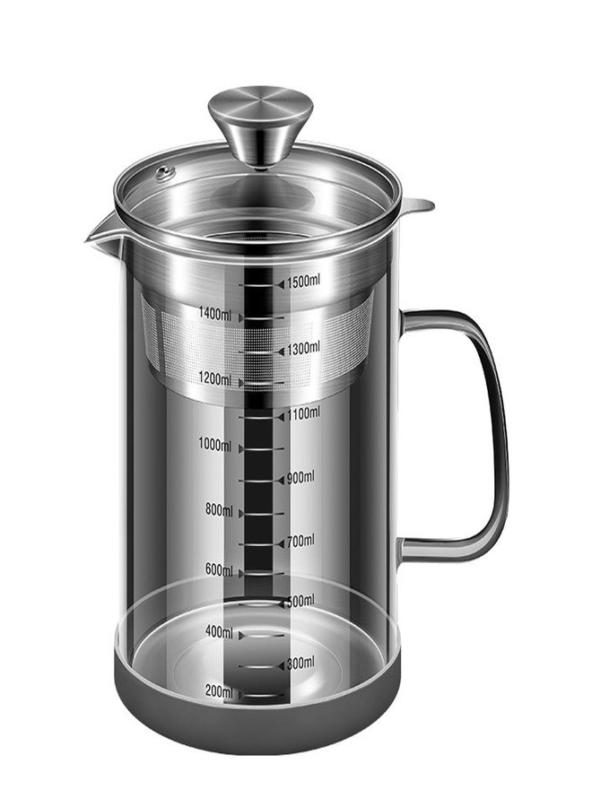 BinaryABC Yogurt Strainer,Nut Milk Strainer,Juice Food Strainer,Glass Teapot with Mesh Strainer,Stainless Steel Iced Tea Pitcher(1500ML) - Image 1