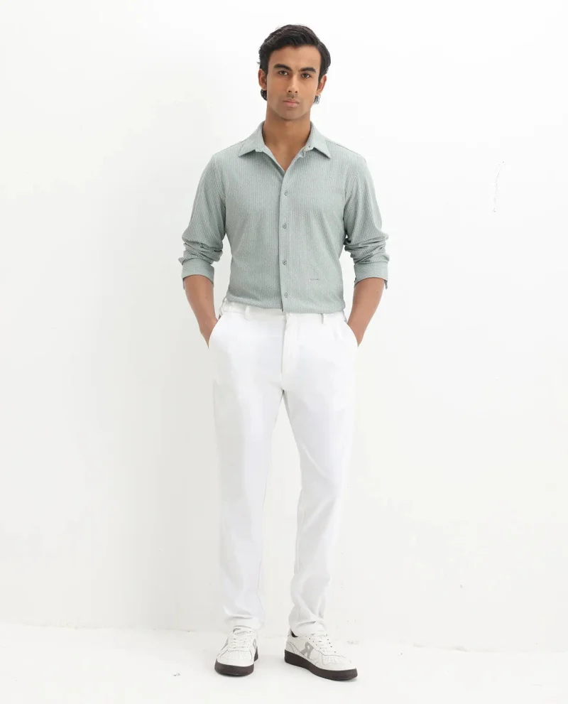 Rare Rabbit Men's Regular Fit Jacquard Knit Shirt