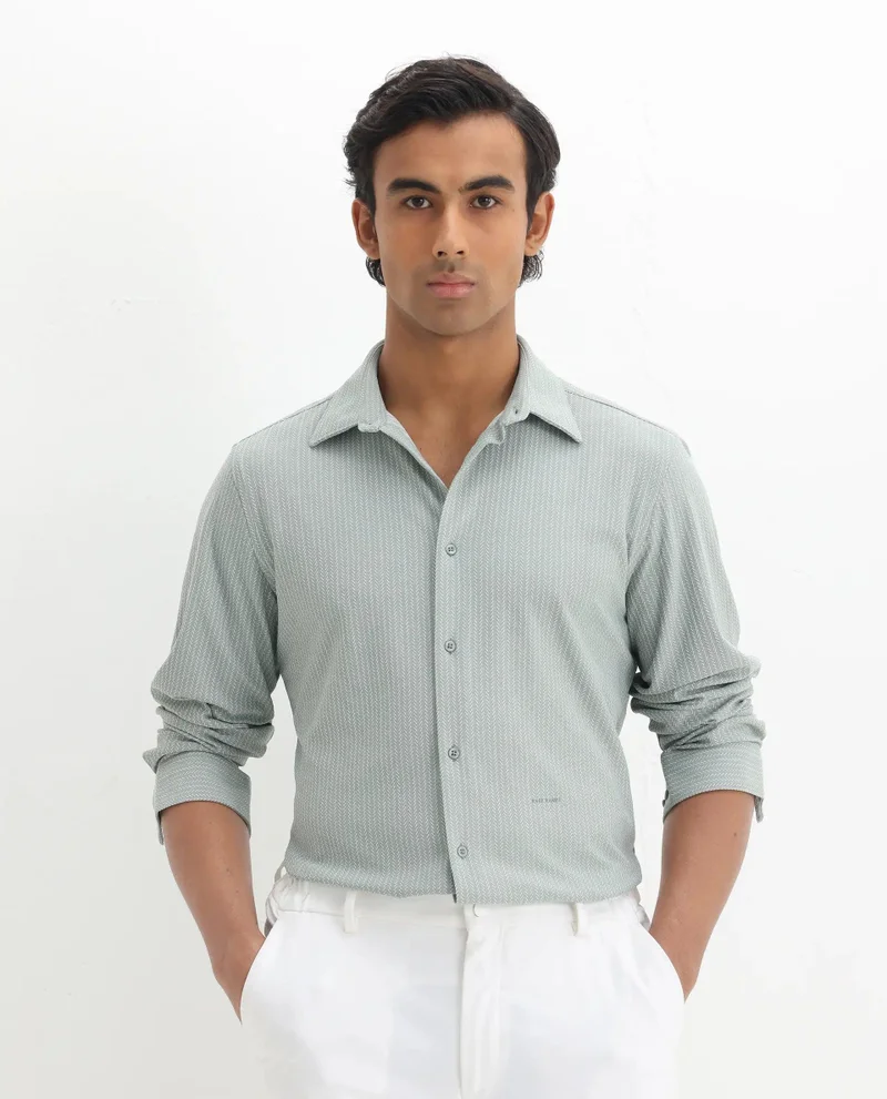 Rare Rabbit Men's Regular Fit Jacquard Knit Shirt