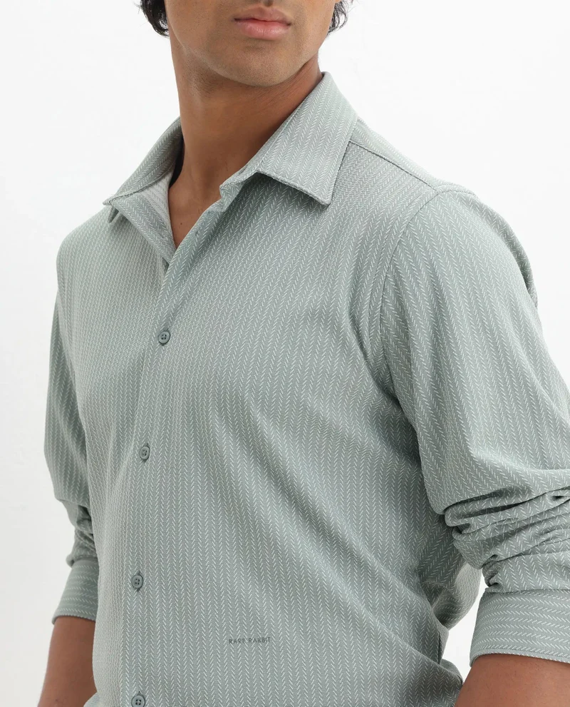 Rare Rabbit Men's Regular Fit Jacquard Knit Shirt