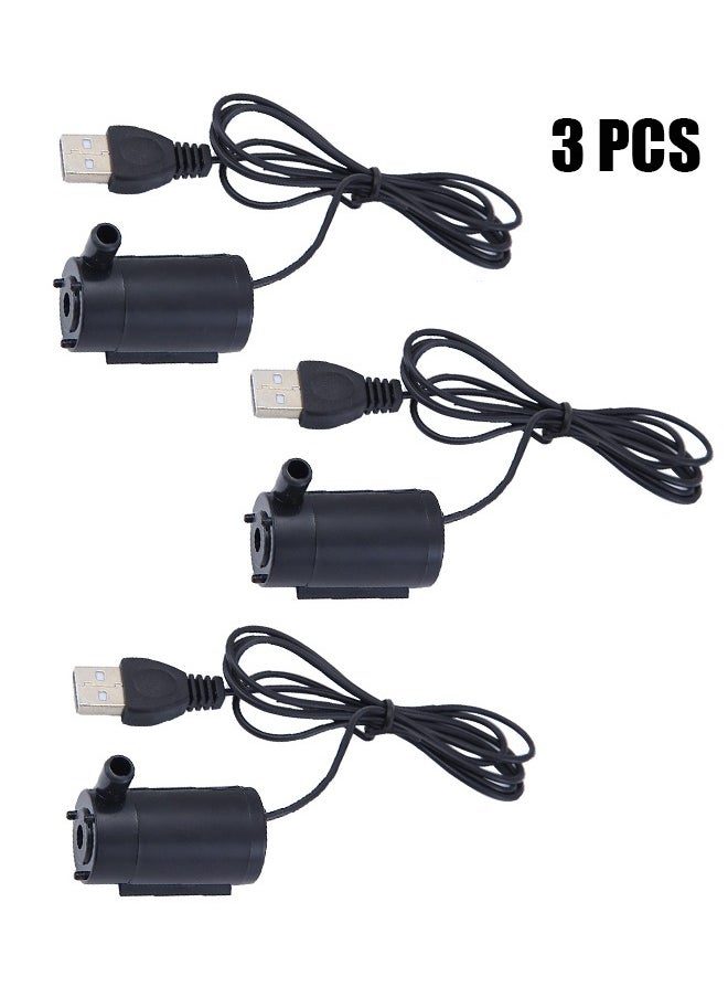 HY - 3 Pcs DC 3-5V USB Micro Submersible Mini Water Pump,Small Aquarium Pump for Fish Tank Aquariums Pond Fountain Hydroponics Garden (Black) - Image 1