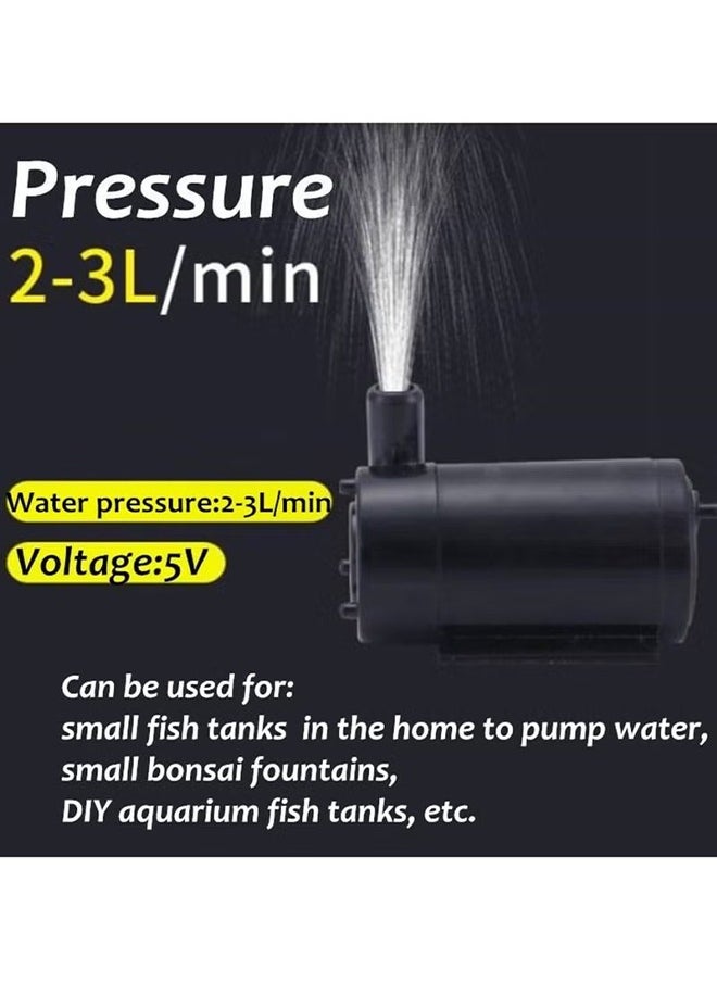 HY - 3 Pcs DC 3-5V USB Micro Submersible Mini Water Pump,Small Aquarium Pump for Fish Tank Aquariums Pond Fountain Hydroponics Garden (Black) - Image 1