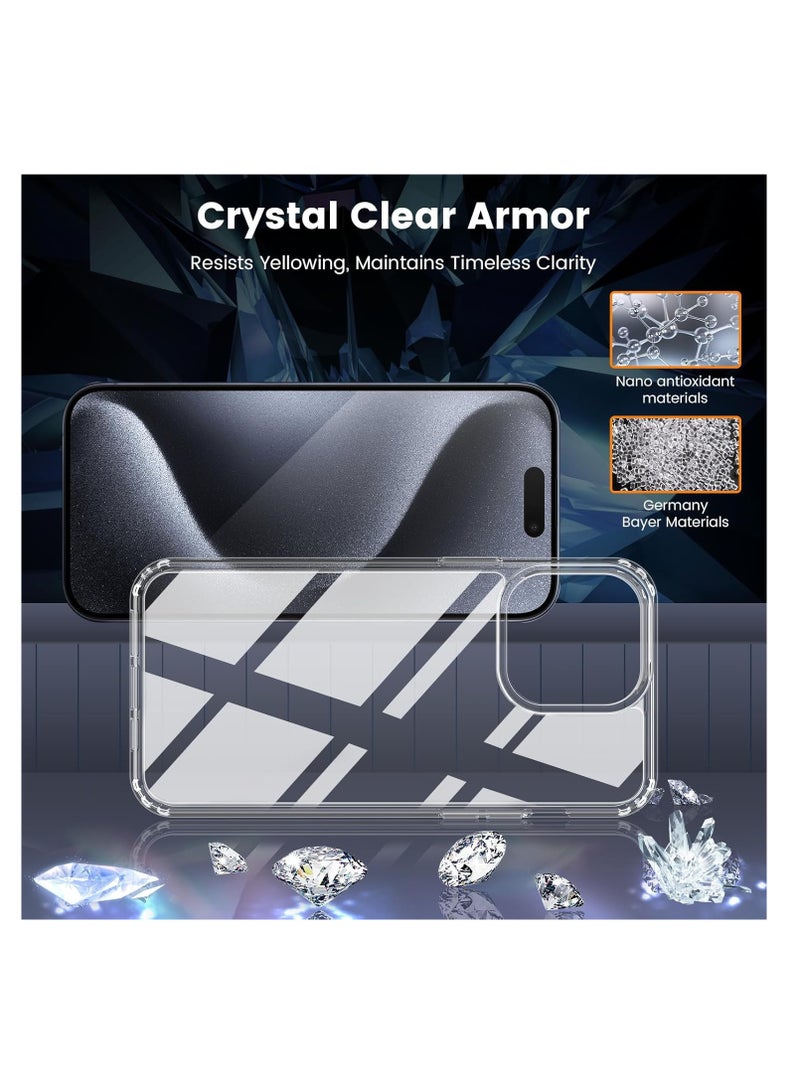 Aookay [5 in 1] For iPhone 16 Pro Clear Case with 2 Pack Tempered Glass Screen Protector + 2 Pack Camera Lens Protector, Mil-Grade Drop Protection Phone Case for  iPhone 16 Pro - Image 4