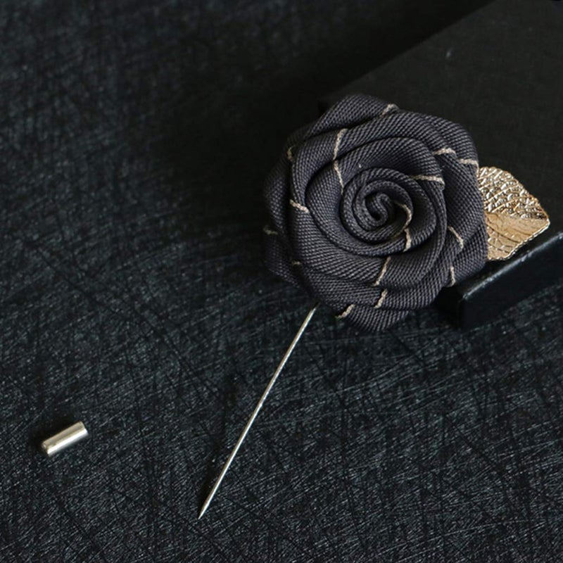 MOHSILY Men's Set of 2 PCS Vintage Brooch Pin Dark Grey Bowtie Wedding Party for Men Bowknot Pre Necktie Two Sets - Image 2