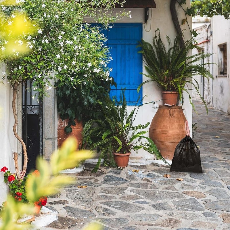 أكياس قمامة ثقيلة بسحب رباط 45 × 50 سم 5 قطع سميكة للتخلص من نفايات المطبخ أسود وأبيض - Image 4