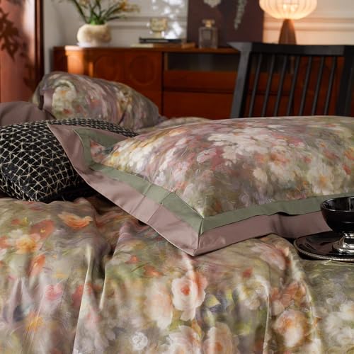 mixinni Vintage Floral Duvet Cover Set - King Size, 100% Long Staple Cotton Percale, Reversible Garden Style Bedding Set with Zipper Closure, 3-Piece Luxury Duvet Cover with 2 Pillow Shams (20"x36") - Image 5