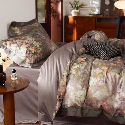 mixinni Vintage Floral Duvet Cover Set - King Size, 100% Long Staple Cotton Percale, Reversible Garden Style Bedding Set with Zipper Closure, 3-Piece Luxury Duvet Cover with 2 Pillow Shams (20"x36") - Image 2