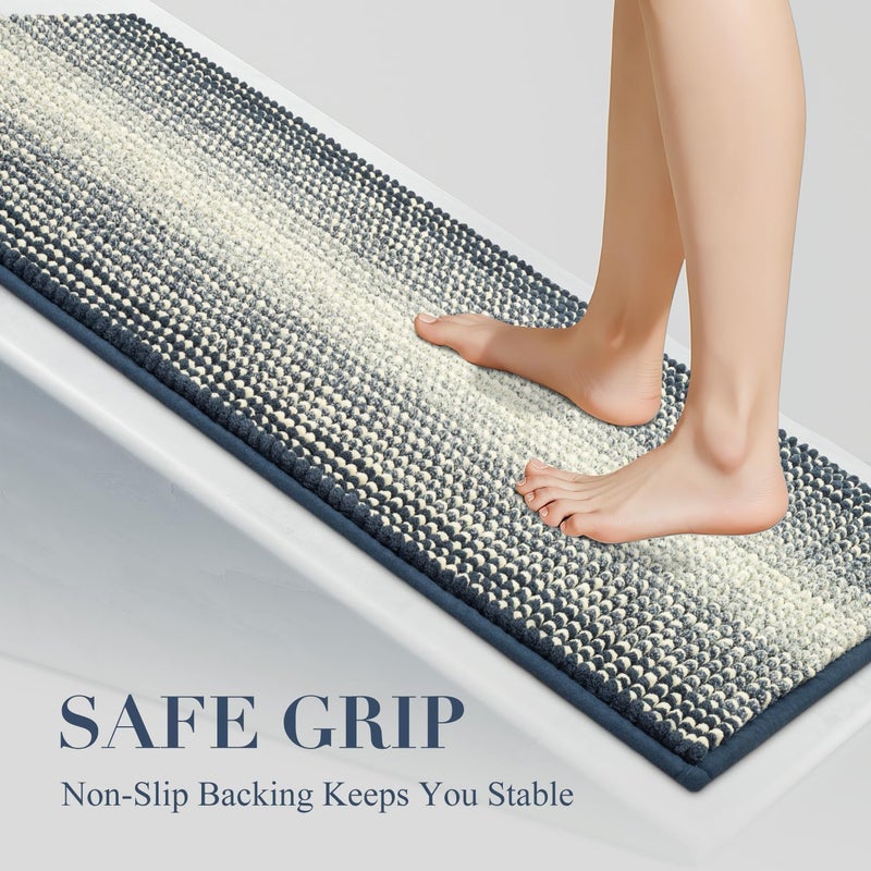 BSICPRO Bathroom Rugs, Bath Mat Rug Non Slip 17 x 24 Inches Water Absorbent Chenille Bathroom Floor Mats Machine Washable (Haze Blue) - Image 4