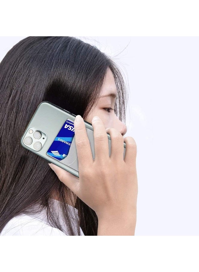 حامل بطاقة الهاتف رفيع للغاية لاصق من السيليكون حافظة هاتف لاصقة لحامل بطاقة الائتمان جيب الهاتف لجميع الهواتف الذكية تقريبًا حافظة هاتف لاصقة (أسود أبيض رمادي) - Image 4