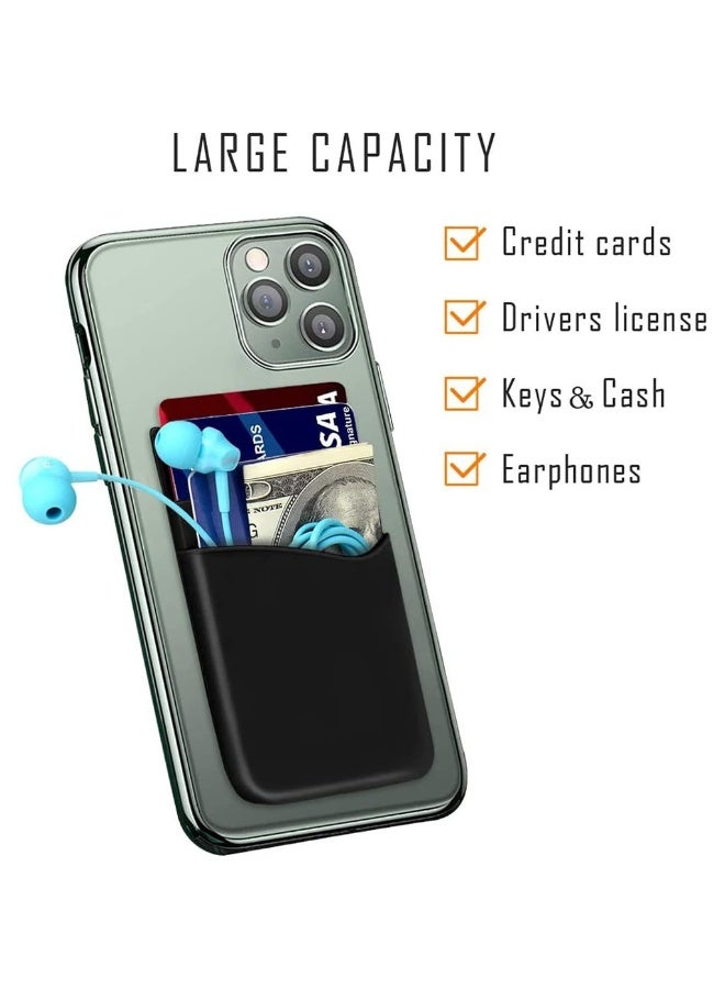 حامل بطاقة الهاتف رفيع للغاية لاصق من السيليكون حافظة هاتف لاصقة لحامل بطاقة الائتمان جيب الهاتف لجميع الهواتف الذكية تقريبًا حافظة هاتف لاصقة (أسود أبيض رمادي) - Image 2