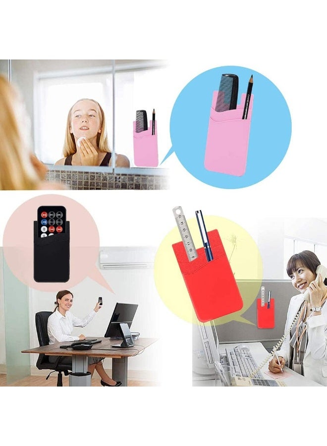 حامل بطاقة الهاتف رفيع للغاية لاصق من السيليكون حافظة هاتف لاصقة لحامل بطاقة الائتمان جيب الهاتف لجميع الهواتف الذكية تقريبًا حافظة هاتف لاصقة (أسود أبيض رمادي) - Image 5