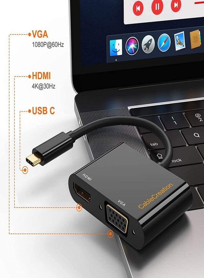CableCreation USB C to HDMI VGA Adapter, USB Type C to Dual VGA HDMI Splitter Converter, Compatible with iPhone 15/15Pro, Galaxy S22 Ultra, Macbook Pro, iPad Pro, Dell XPS 13/15, Yoga 910, Surface Go - Image 3