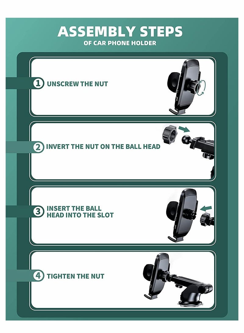 واي آند دي Phone Holder, Car Mount, Holder Universal, for Dashboard Windshield Air Vent, Compatible with All Smartphones  - Image 4