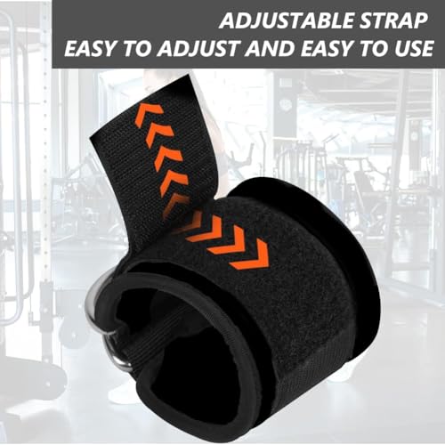 flintronic 2Pcs Ankle Straps for Cable Machine, Gym Cuffs with Double Stainless Steel D-Ring, Gym Ankle Cuff with Adjustable Neoprene Ve-lcro, Muscle Shaping for Men and Women - Black - Image 3