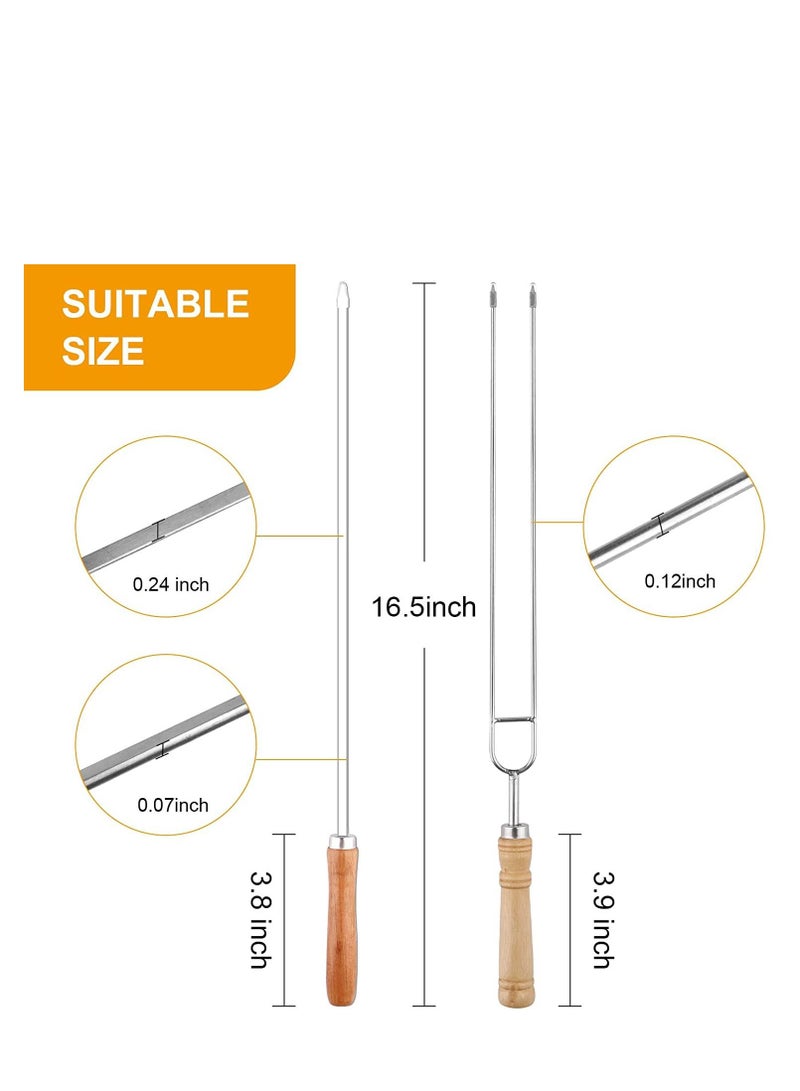 Y&D Metal Skewers for grilling Stainless Steel BBQ Sticks with Wooden Handle Kebab Skewer Campfire Roasting Bag Camping Bonfire Fireplace 8 PCS  - Image 4