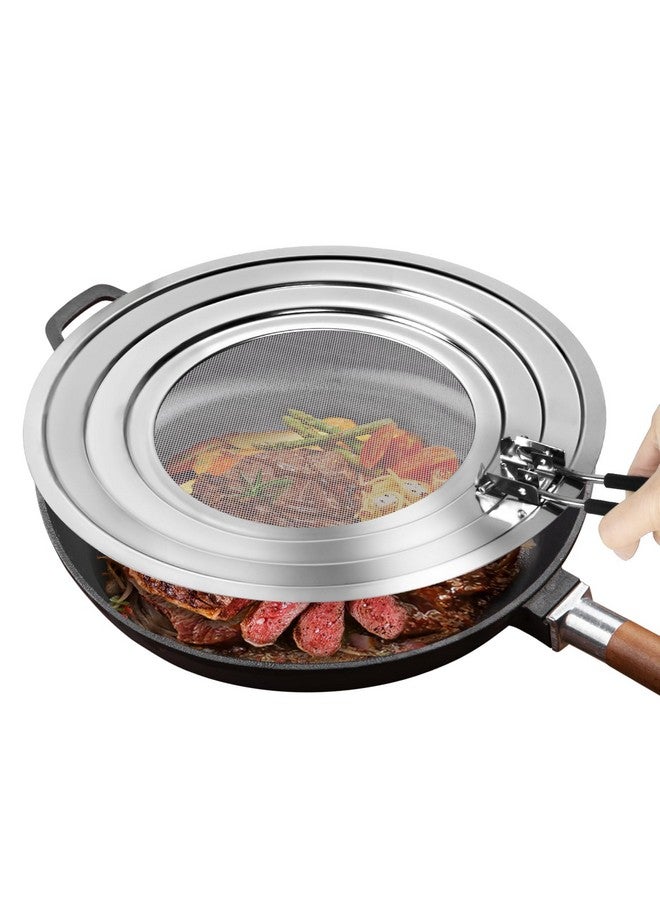 Nonley Stainless Steel Splatter Screen for Frying Pan - Grease Splatter Guard with Folding Handle - Cover Oil Splash from Bacon, Oil, or Deep Fryer - Food Strainer and Universal Cookware  - Image 1