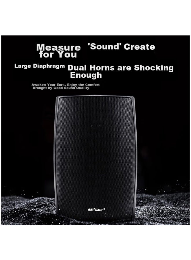 SAST 60W Wall-Mounted Speaker, Passive Wall-Mounted Speaker, Background Music, Public Address System, Restaurant And Conference Broadcasting, Constant Voltage Speaker, Black - Image 5