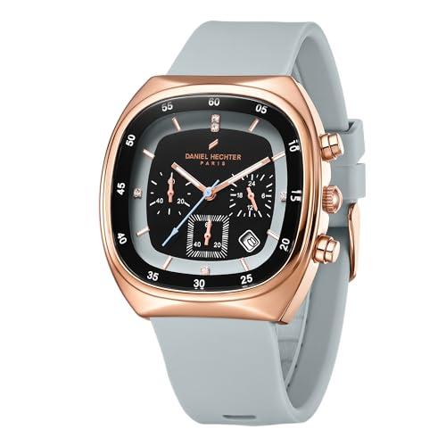 Daniel Hechter Paris Bercy Collection Modern Multi Functional Watch for Men with Square Dial and Silicon Band - Image 1