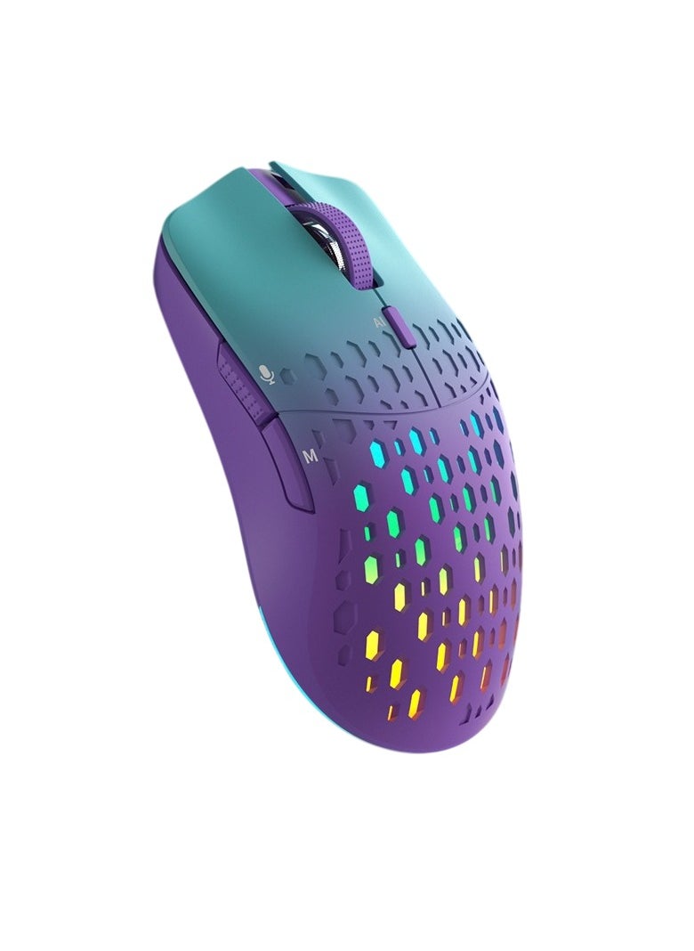 Generic AI Smart Mouse, Lightweight And Portable Gaming Mouse, Honeycomb Shell Design Wireless Bluetooth Mouse With RGB Backlight And Adjustable Dpi, (1pc, Purple And Blue) 
