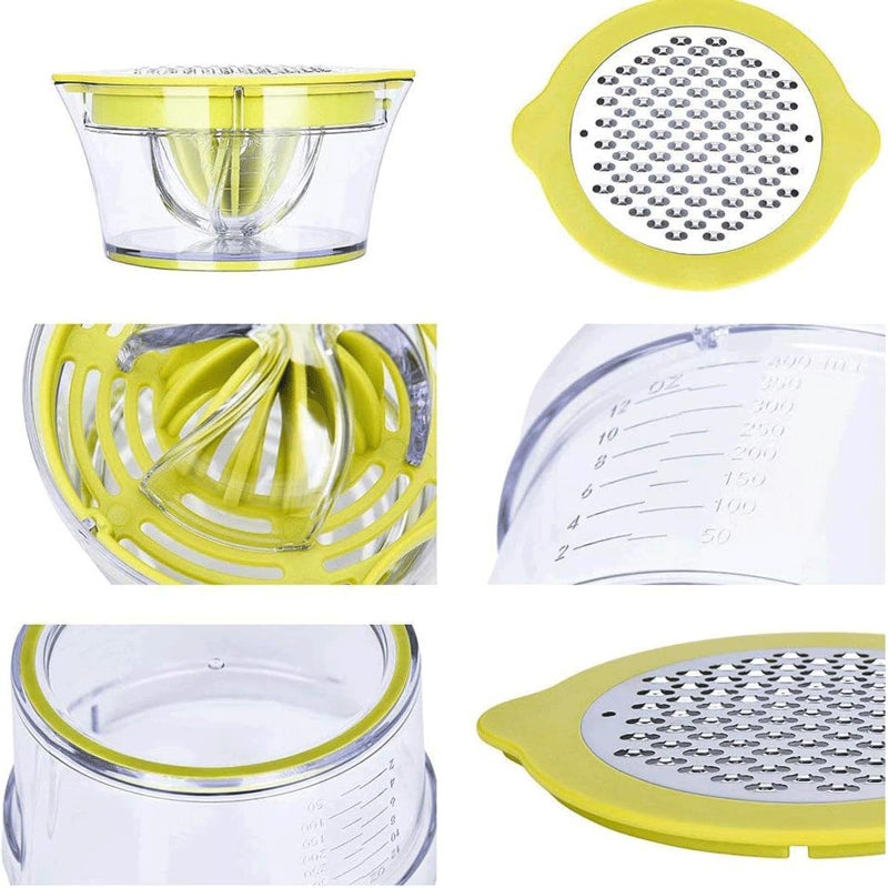 Drizom Citrus Lemon Orange Juicer Manual Hand Squeezer with Built-in Measuring Cup and Grater, 12OZ, Green - Image 3