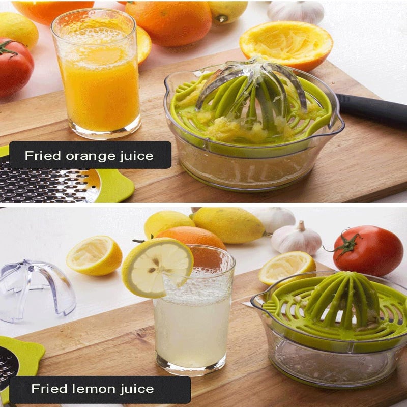 Drizom Citrus Lemon Orange Juicer Manual Hand Squeezer with Built-in Measuring Cup and Grater, 12OZ, Green - Image 5