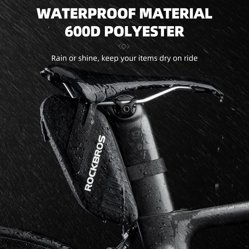 ROCKBROS Bike Seat Bag, Waterproof 0.6L Bike Seat Bag Frame Bag, Lightweight Bike Saddele Bag Top Tube Bag, Bike Accessories for Mountain MTB Road Foldable Bikes - Image 3